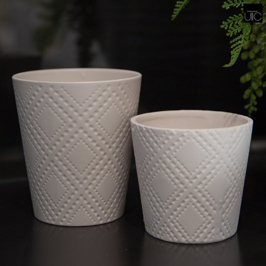 Ceramic Pot Matte Finish White-5.5"H -83