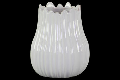 Ceramic Vase Gloss Antique Finish Gray