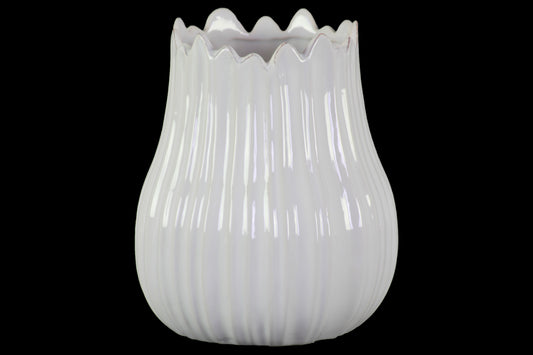 Ceramic Vase Gloss Antique Finish Gray