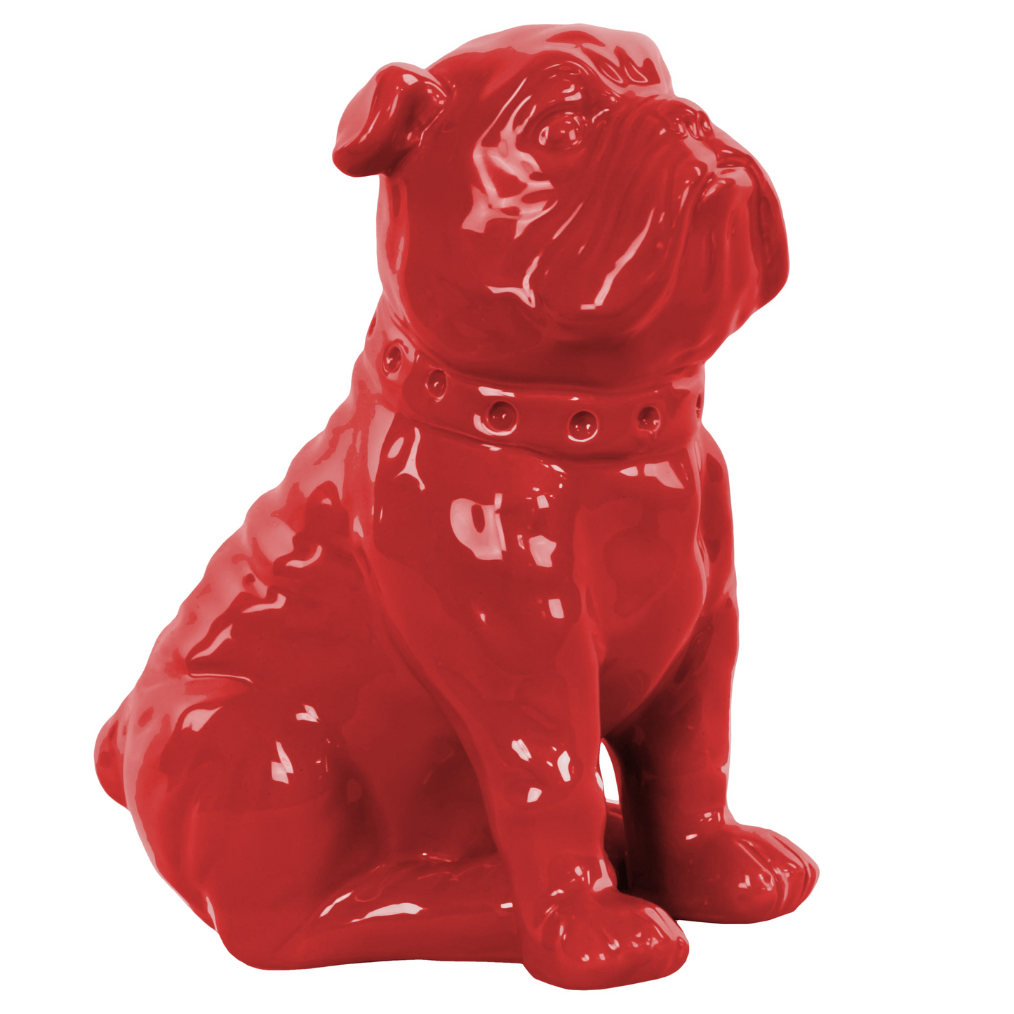 Ceramic Sitting British Bulldog Figurine with Collar Gloss