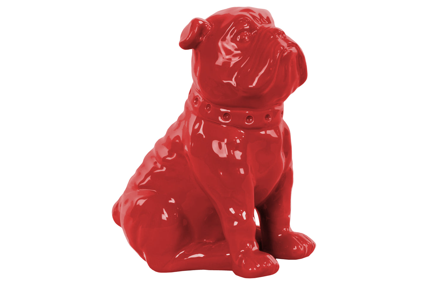 Ceramic Sitting British Bulldog Figurine with Collar Gloss