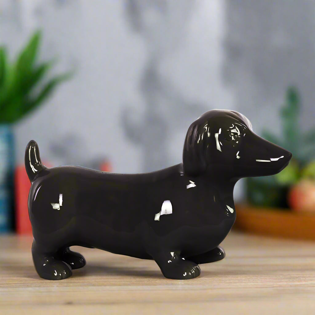 Ceramic Standing Dachshund Dog Figurine Gloss Finish