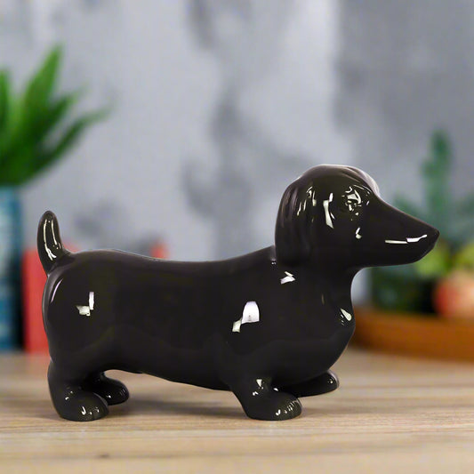 Ceramic Standing Dachshund Dog Figurine Gloss Finish