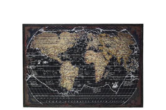Wood Rectangle Panel Distressed Finish Black-23.50"H -330