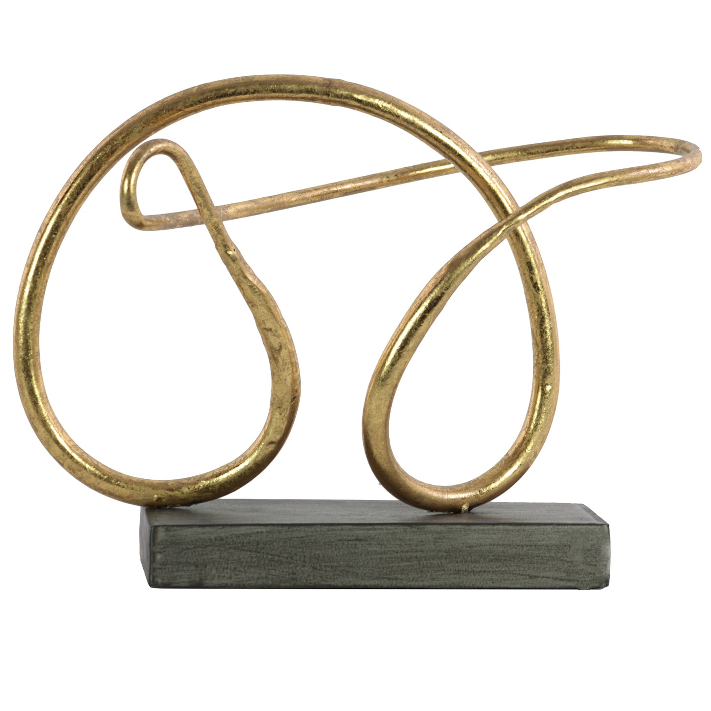 Jaxie Metal Pretzel Abstract Sculpture on Rectangle Base