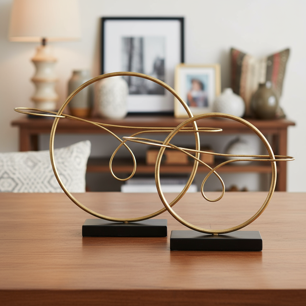 Alyssa Metal Round Table Ornament Set (Set of 2)