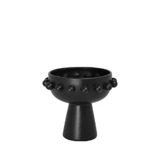 Emarise Ceramic Black Pedestal Bowl