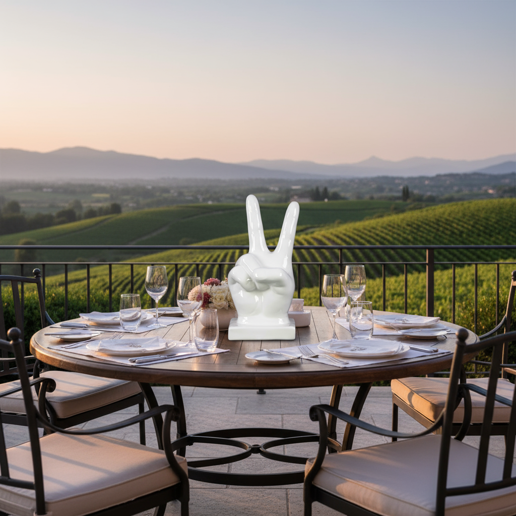 Xylah Ceramic "Peace" Hand Sign Tabletop Décor on Base