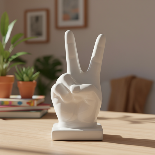 Xylah Ceramic "Peace" Hand Sign Tabletop Décor on Base