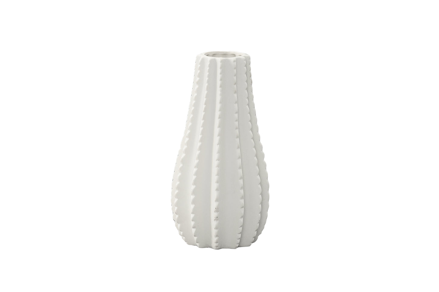 Ceramic Vase Matte Finish White-9.5"H -272