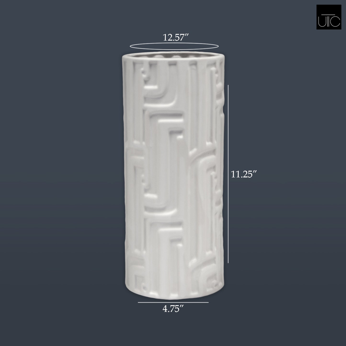 Ceramic Round Vase Matte Finish White-11.25"H -227