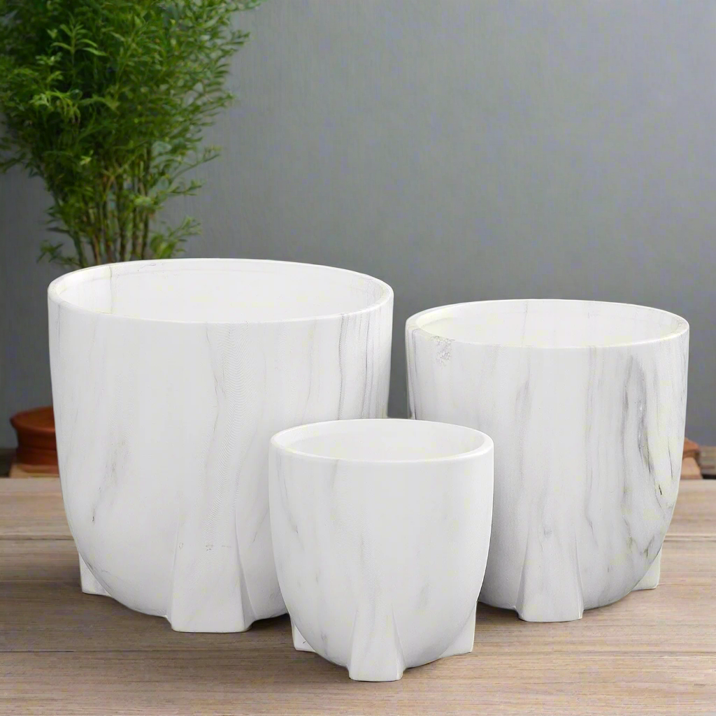 Myora Marble Tripod Planter Set (Set of 3)