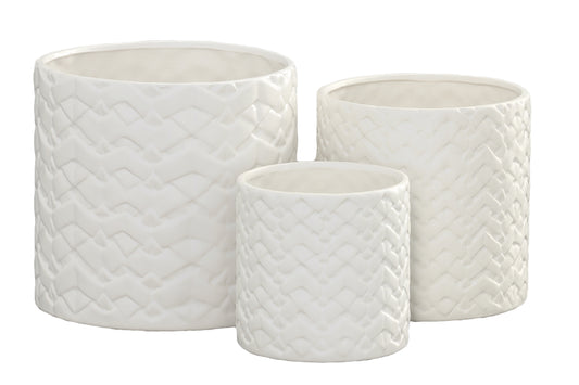 Ceramic Round Pot Matte Finish White-7.50"H -213