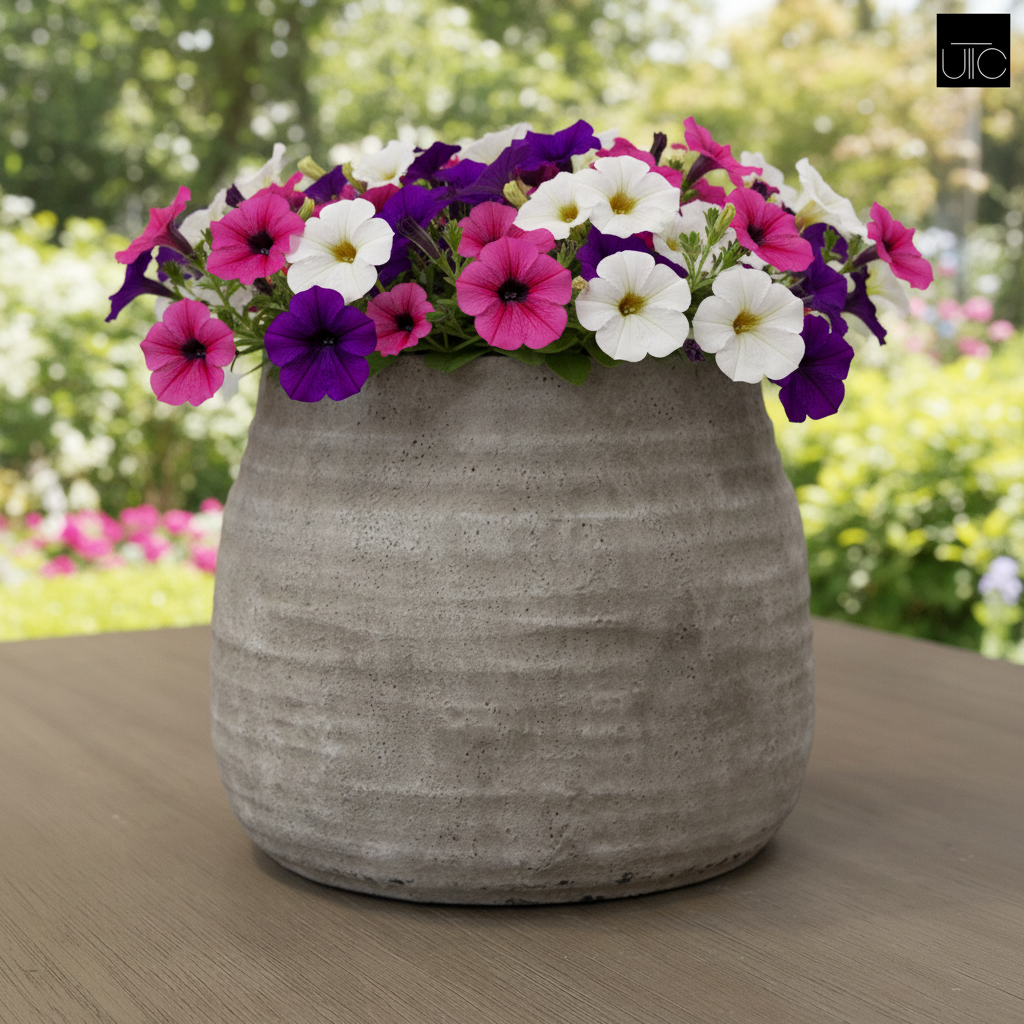 Larysa Ribbed Cement Planter
