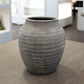 Kira Ribbed Amphora-Style Cement Planter