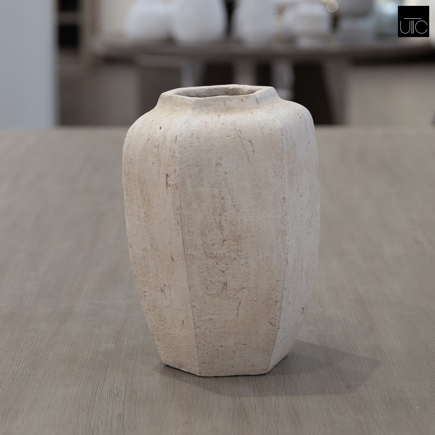 Aliona Handcrafted Faceted Angular Terracotta Vase