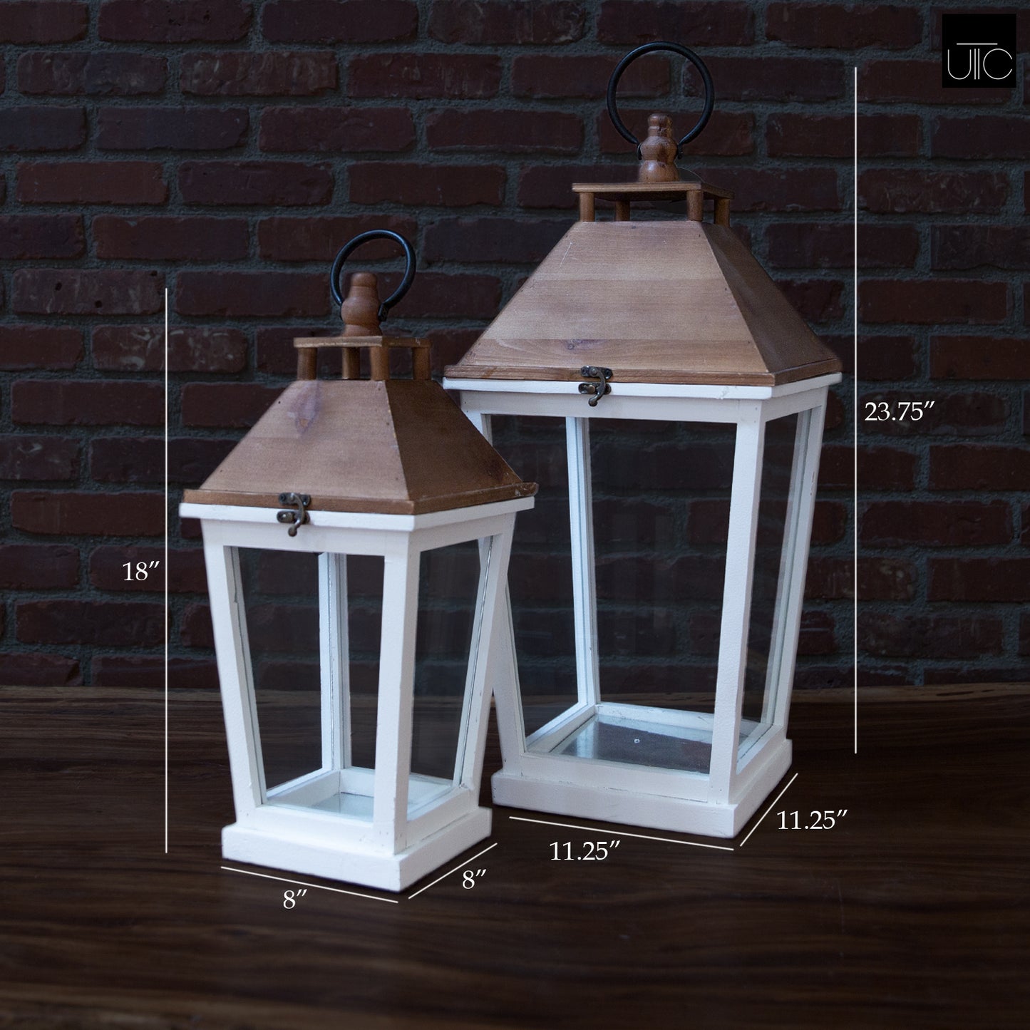 Avenlee White Wood Lanterns (Set of 2)