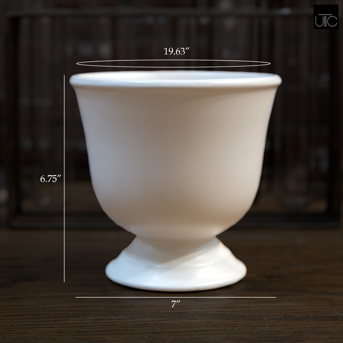 Zavine Matte White Pedestal Planter