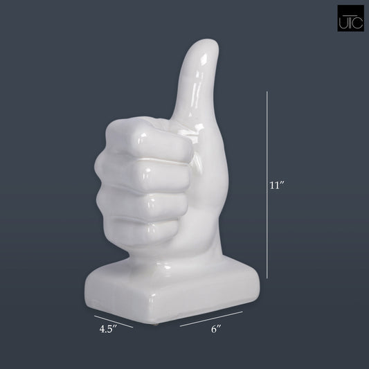 Ceramic Sculpture Gloss Finish White 11"H