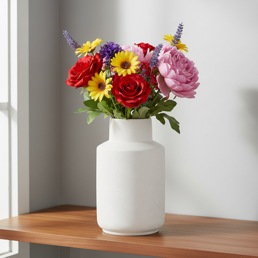 Veronica Ribbed Ceramic Milk-Jar Vase