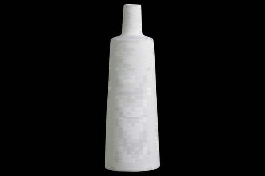 Ceramic Vase Combed Coated Finish White