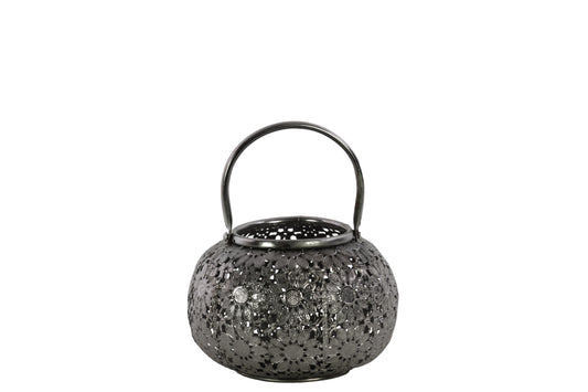 Metal Round Lantern Metallic Finish