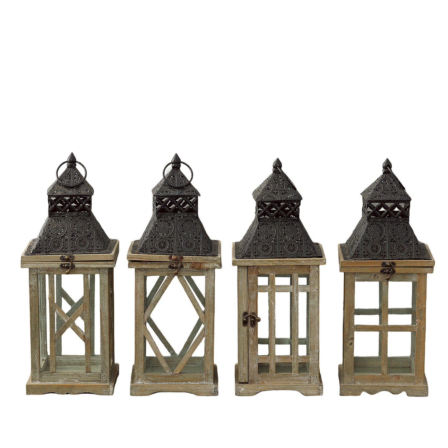 Taren Square Wood Lanterns (Set of 4)