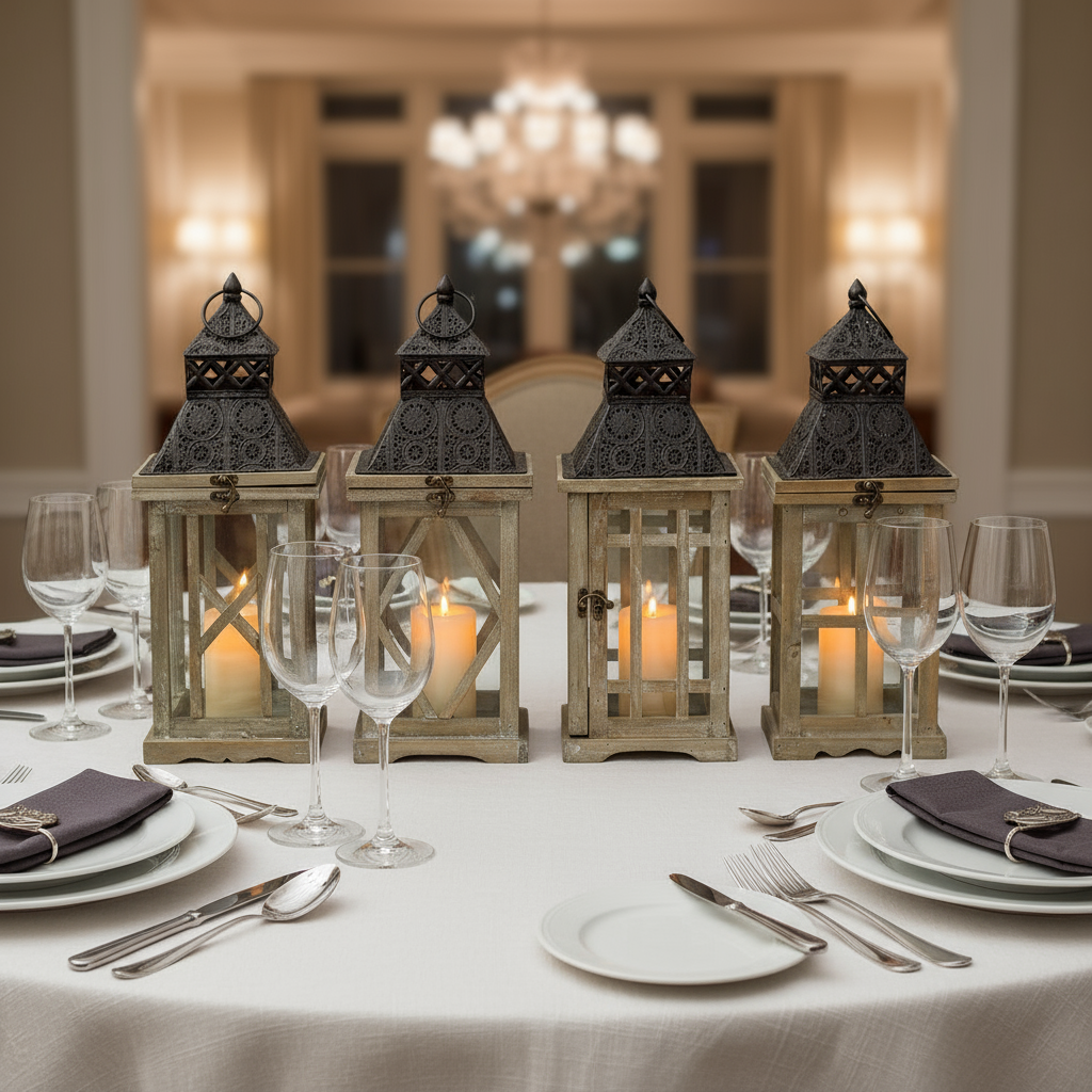 Taren Square Wood Lanterns (Set of 4)