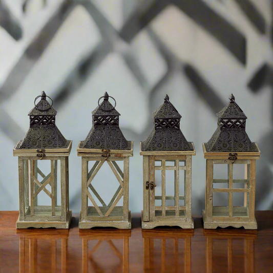 Taren Square Wood Lanterns (Set of 4)