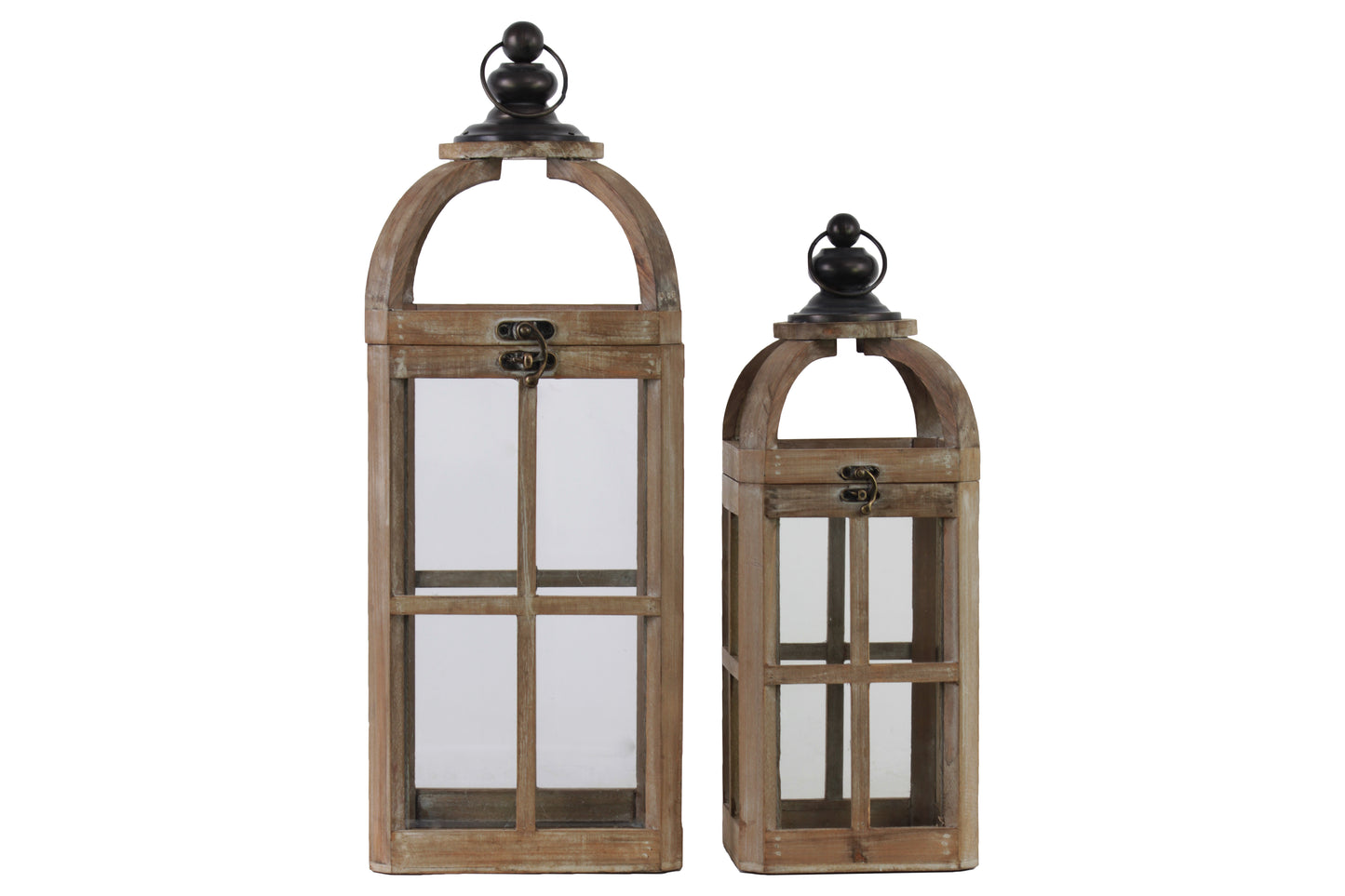 Wood Lantern Natural Finish Brown 22.75"H -322