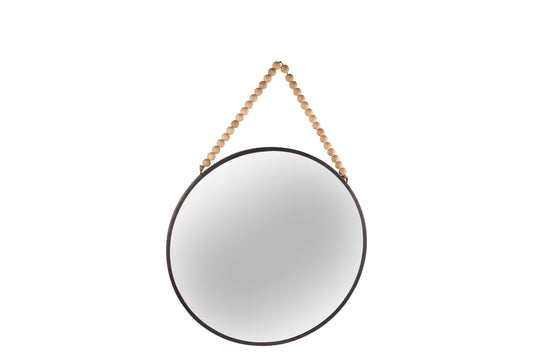 Metal Round Wall Mirror Distressed Finish