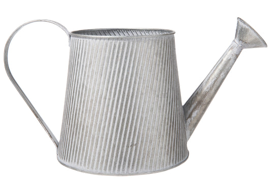 Metal Round Plant Watering Can Distressed Finish Gray-7.00"H
