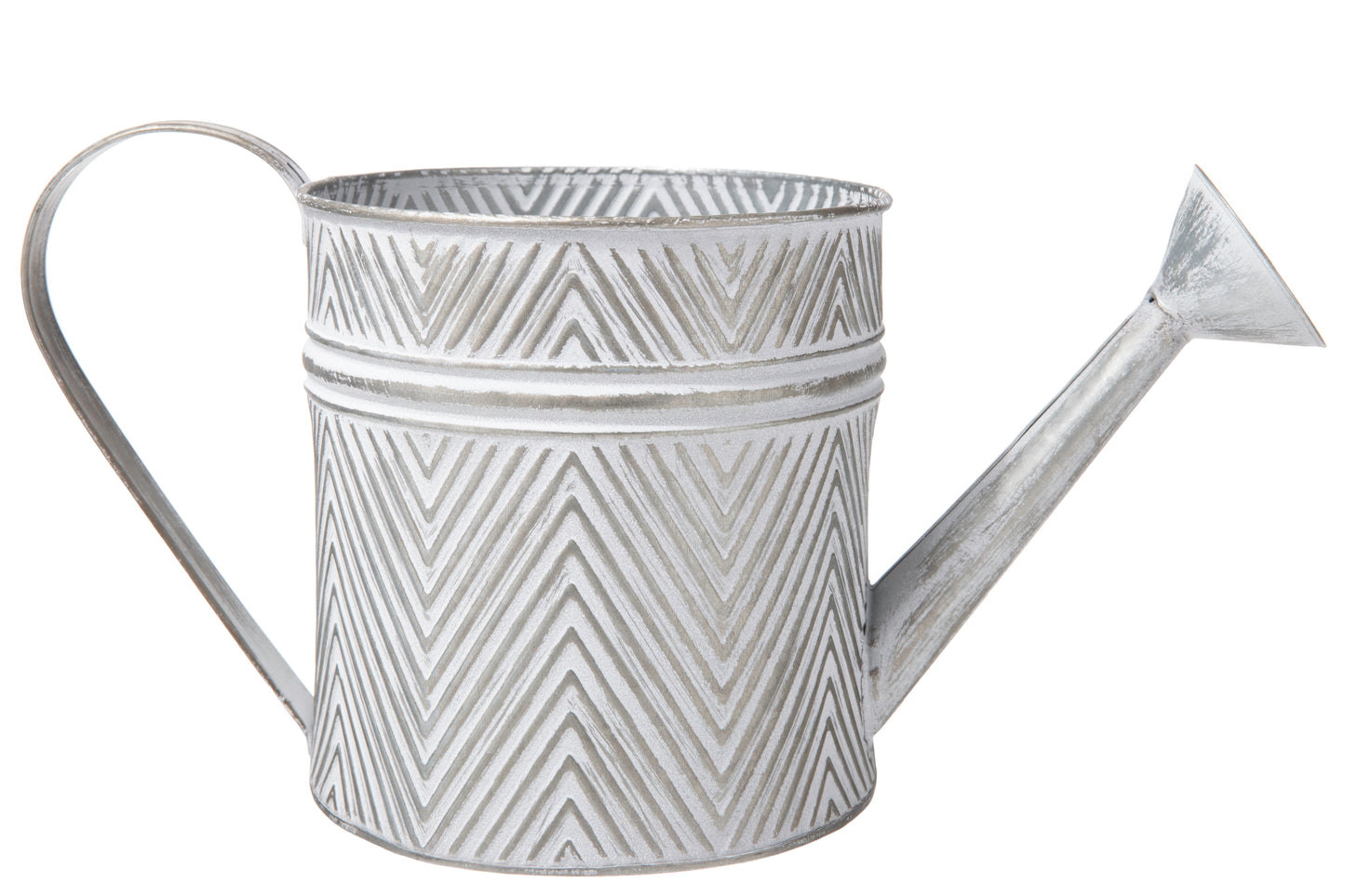 Metal Round Plant Watering Can Distressed Finish Gray-8.00"H