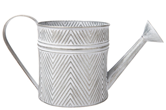 Metal Round Plant Watering Can Distressed Finish Gray-8.00"H
