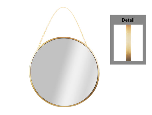 Metal Round Wall Mirror Metallic Finish Gold