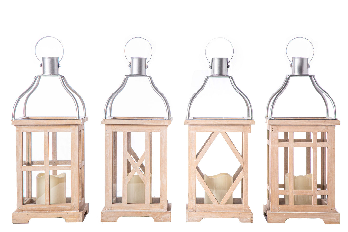 Wood Square Lantern Natural Finish
