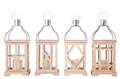 Wood Square Lantern Natural Finish