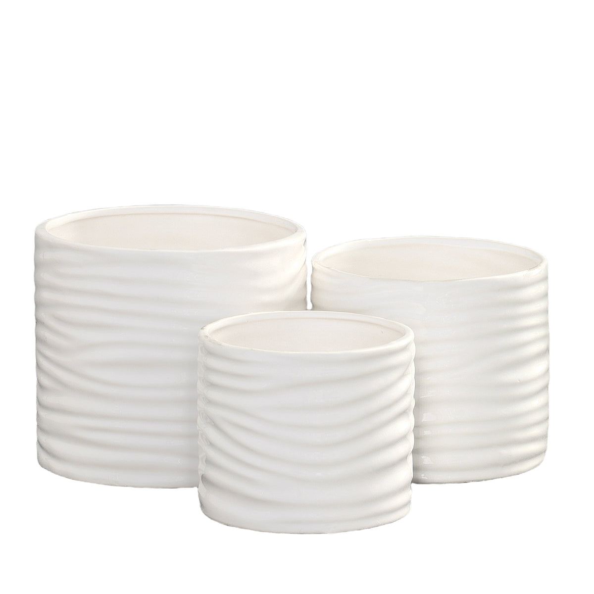 Textured Ribbed Ceramic Pot Rhesia Gloss Ribbed Ceramic Pot (Set of 3) – Urban Trends Collection