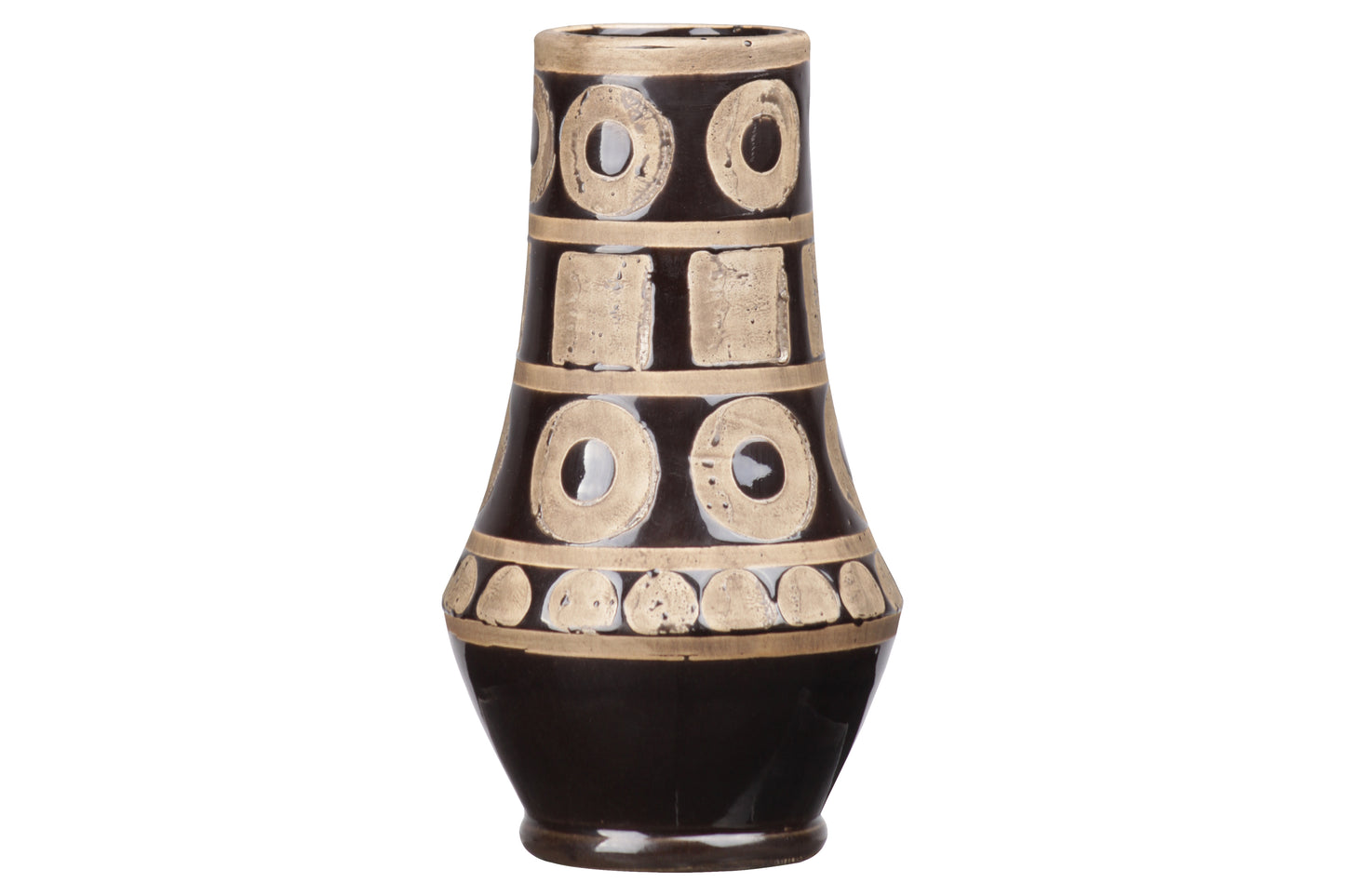 Ceramic Round Vase Gloss Finish Dark Brown..5.50"x5.50"x9.75"H