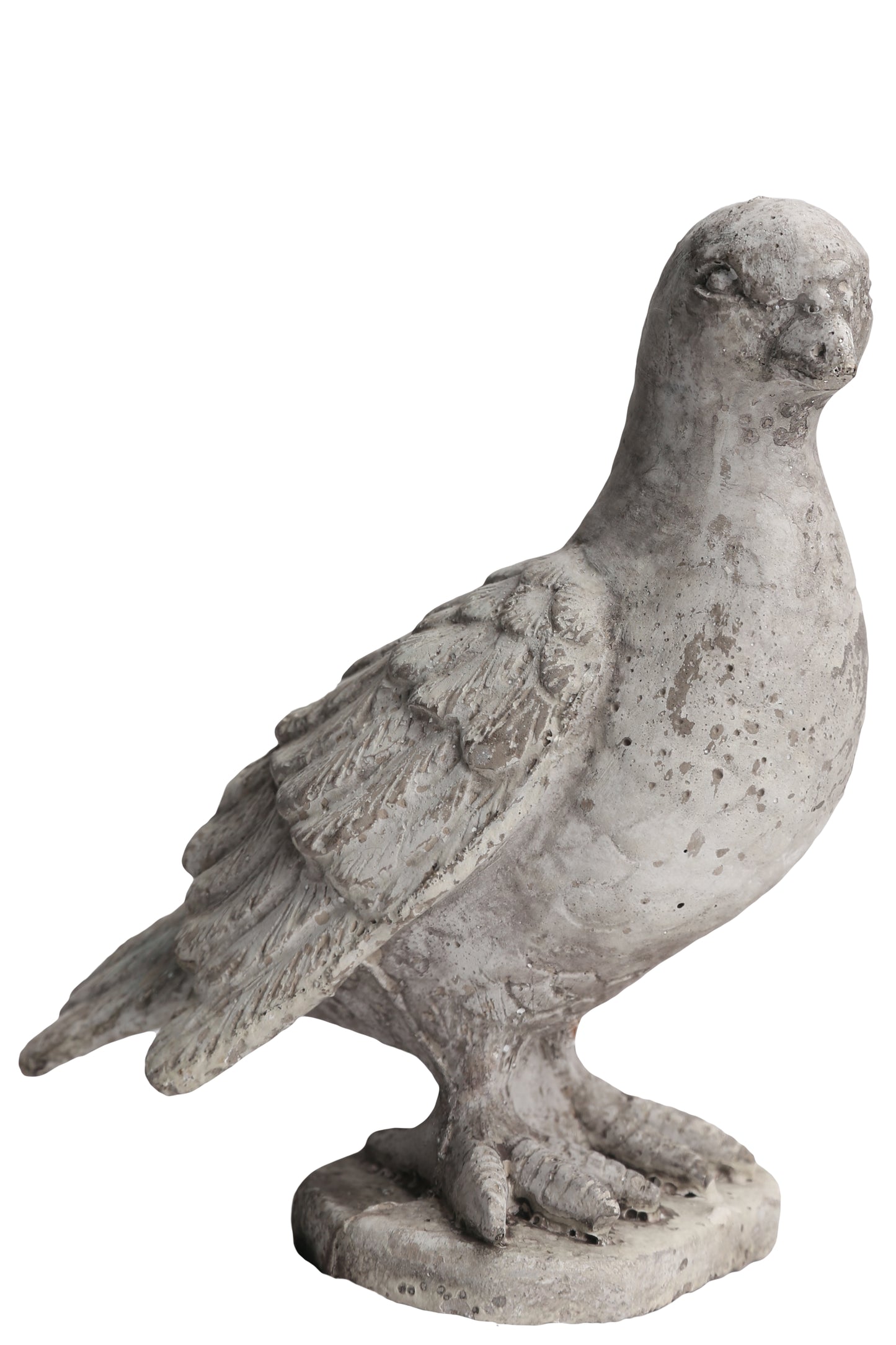 Cement Standing Bird Figurine Distressed Finish Gray-6.25"H