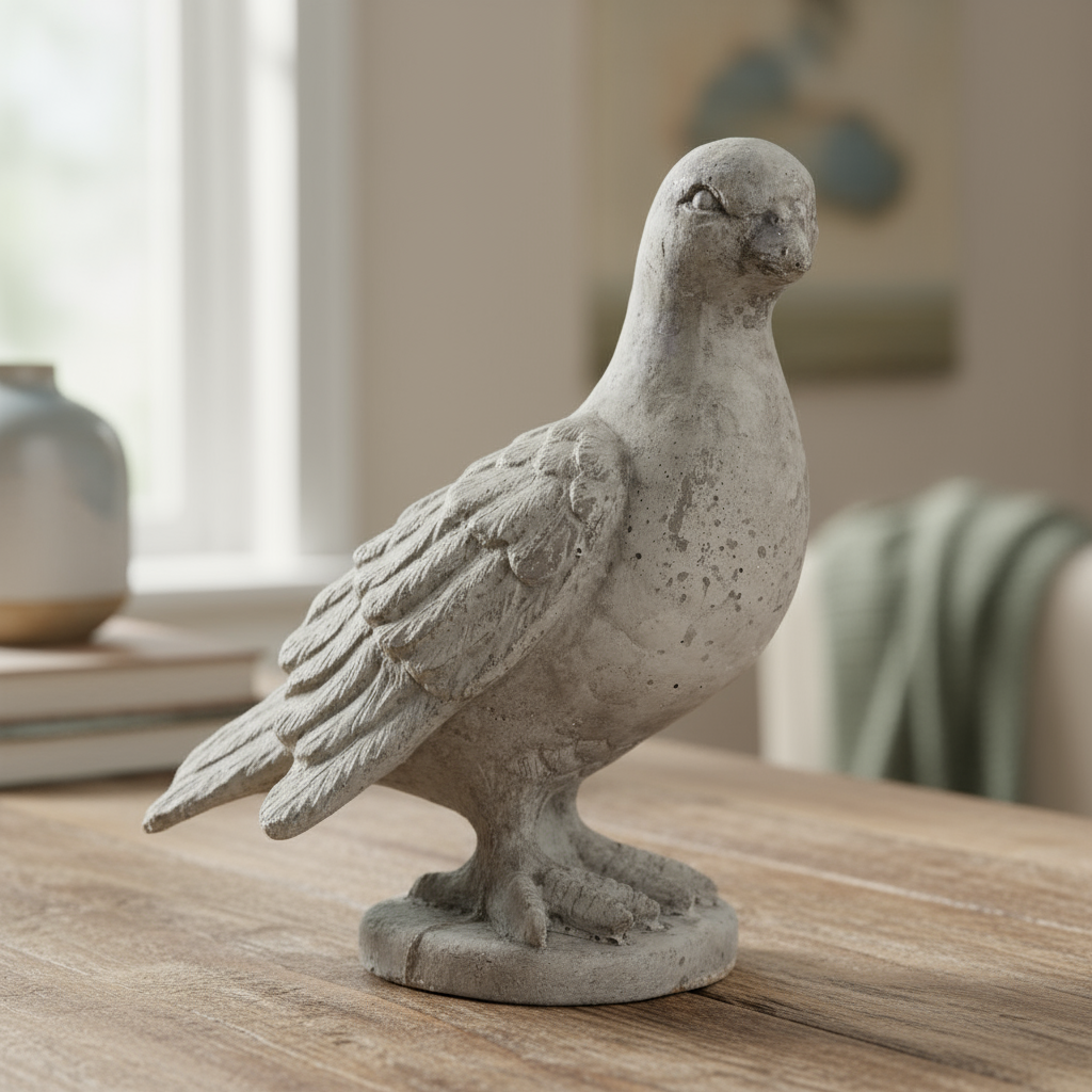 Quillen Cement Cardinal Bird Figurine