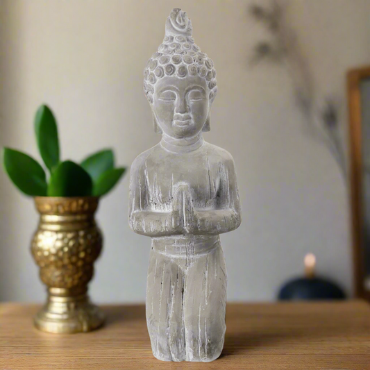 Vesric Kneeling Buddha Cement Figurines