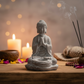 Eliana Cement Meditating Buddha Figurine with Candle Holder