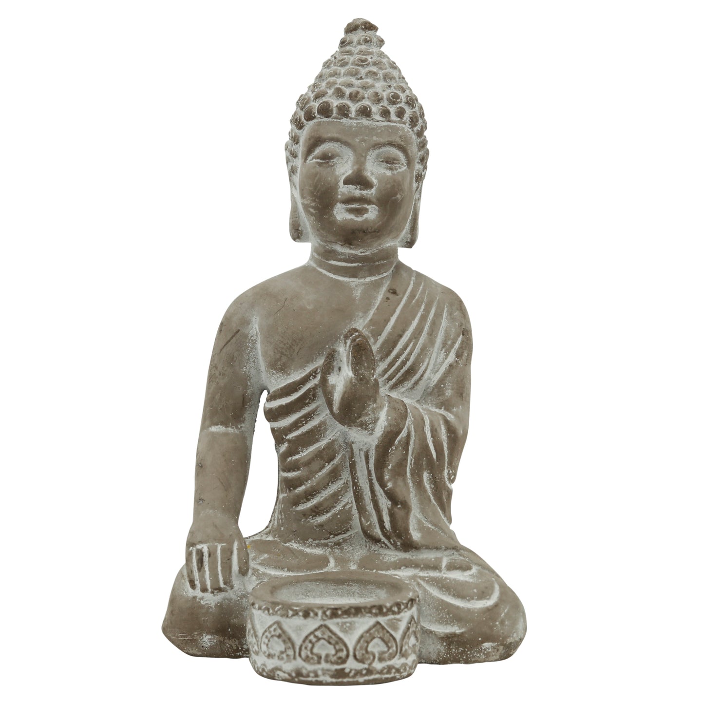 Kileigh Cement Buddha Figurine with Candle Holder