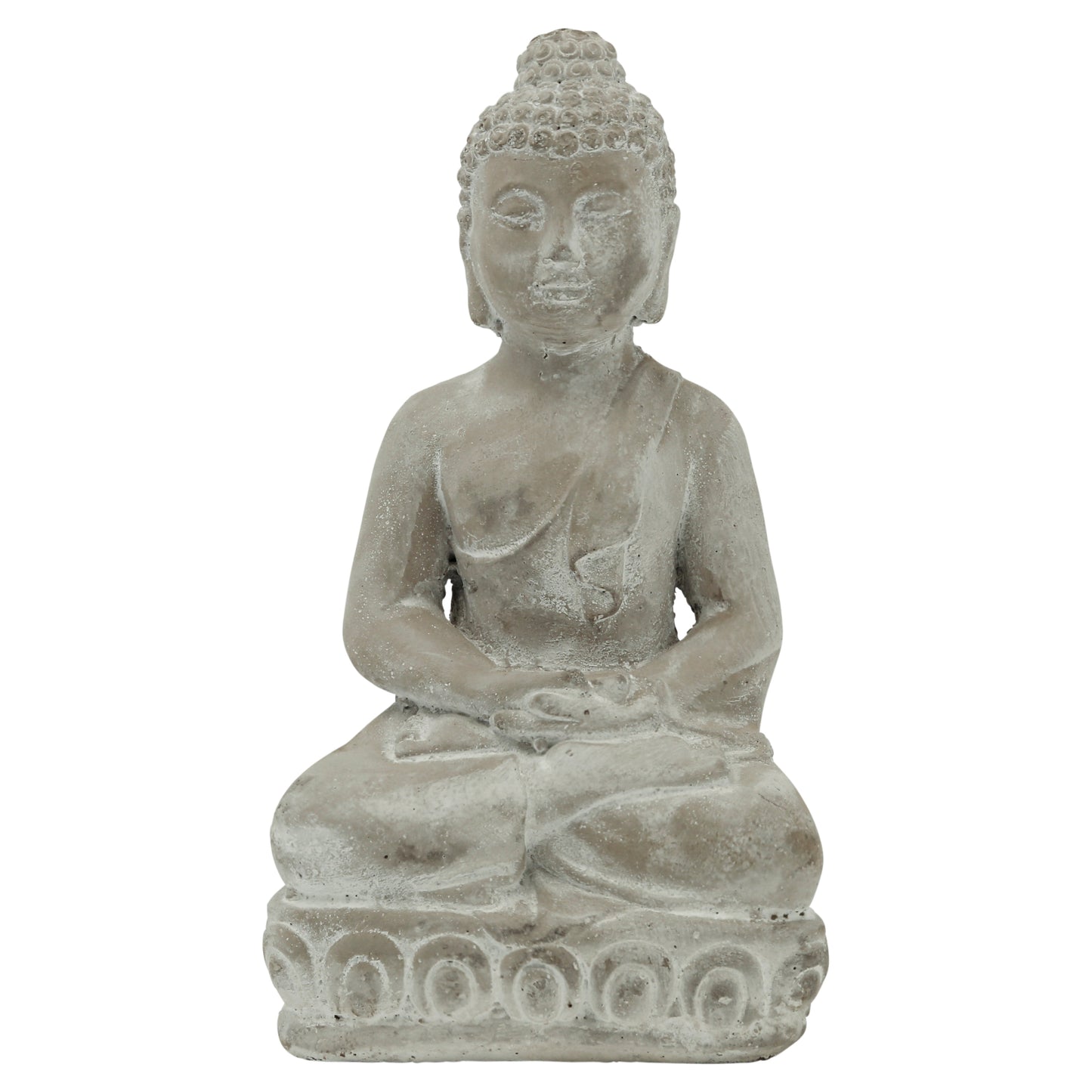 Cement Sitting Buddha Finish Gray 12.00"H