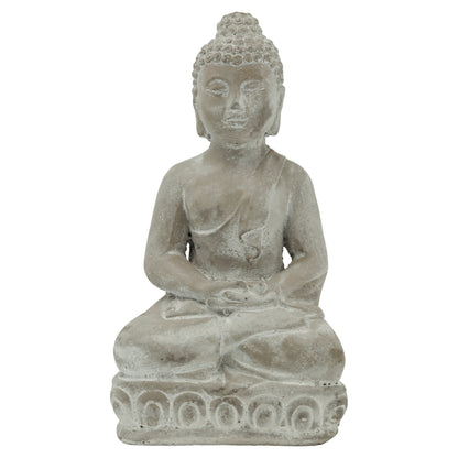 Cement Sitting Buddha Finish Gray 12.00"H