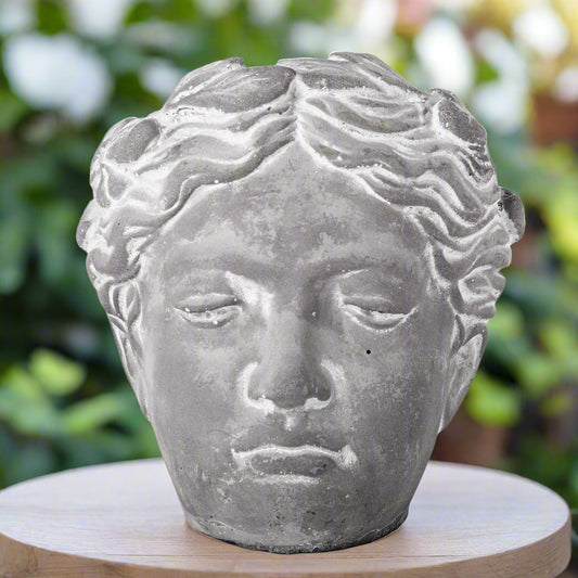 Ysolde Curled Lady Head Cement Flower Pot