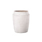 Addie Cement Round Pot with Embossed Stripe Pattern Design