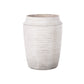 Addie Cement Round Pot with Embossed Stripe Pattern Design