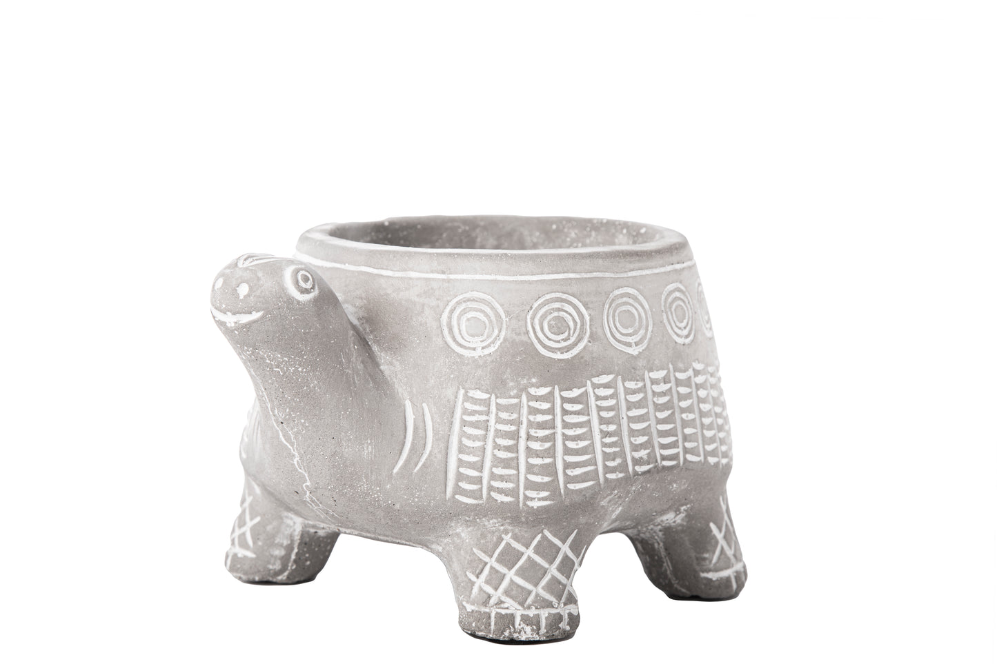 Terracotta Stand Turtle Pot Washed Concrete Finish